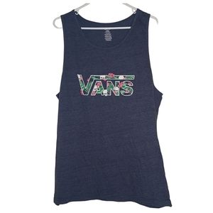Blue Vans Tank Top Tropical Skulls